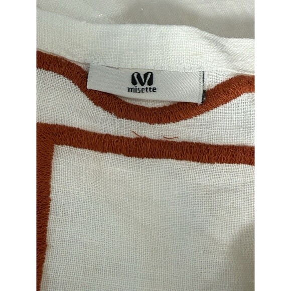 Misette ColorBlock Embroidered Linen Napkin Set Of 4 In Rust 20”x20” New - Picture 3 of 7